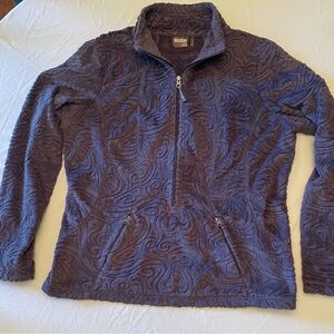 Athleta Women's Purple chenille   3/4 zip Textured Zip-Up Sweater